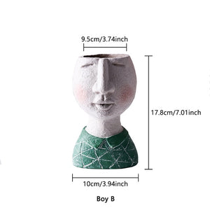 Resin Sculpture Human Face Flower Pot