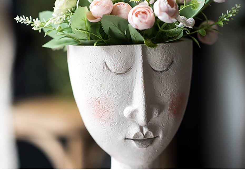 Resin Sculpture Human Face Flower Pot