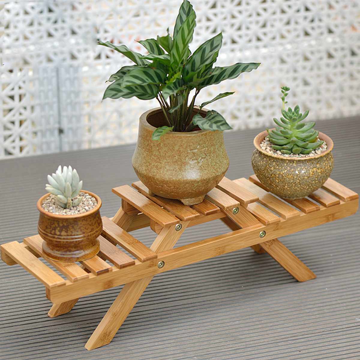 Bamboo Plant Flower Shelf Stand