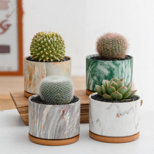 Colorful Marble Round Flower Pot