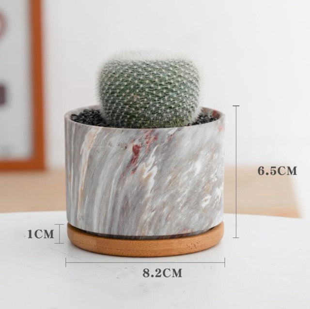 Colorful Marble Round Flower Pot