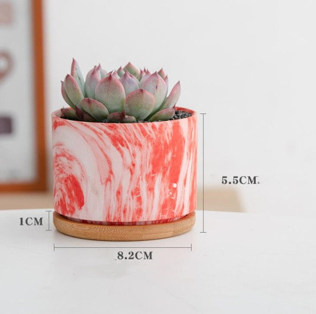 Colorful Marble Round Flower Pot
