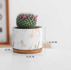 Colorful Marble Round Flower Pot