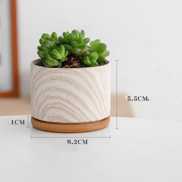 Colorful Marble Round Flower Pot