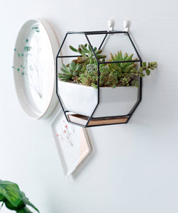 Metal Iron White Ceramic Planter