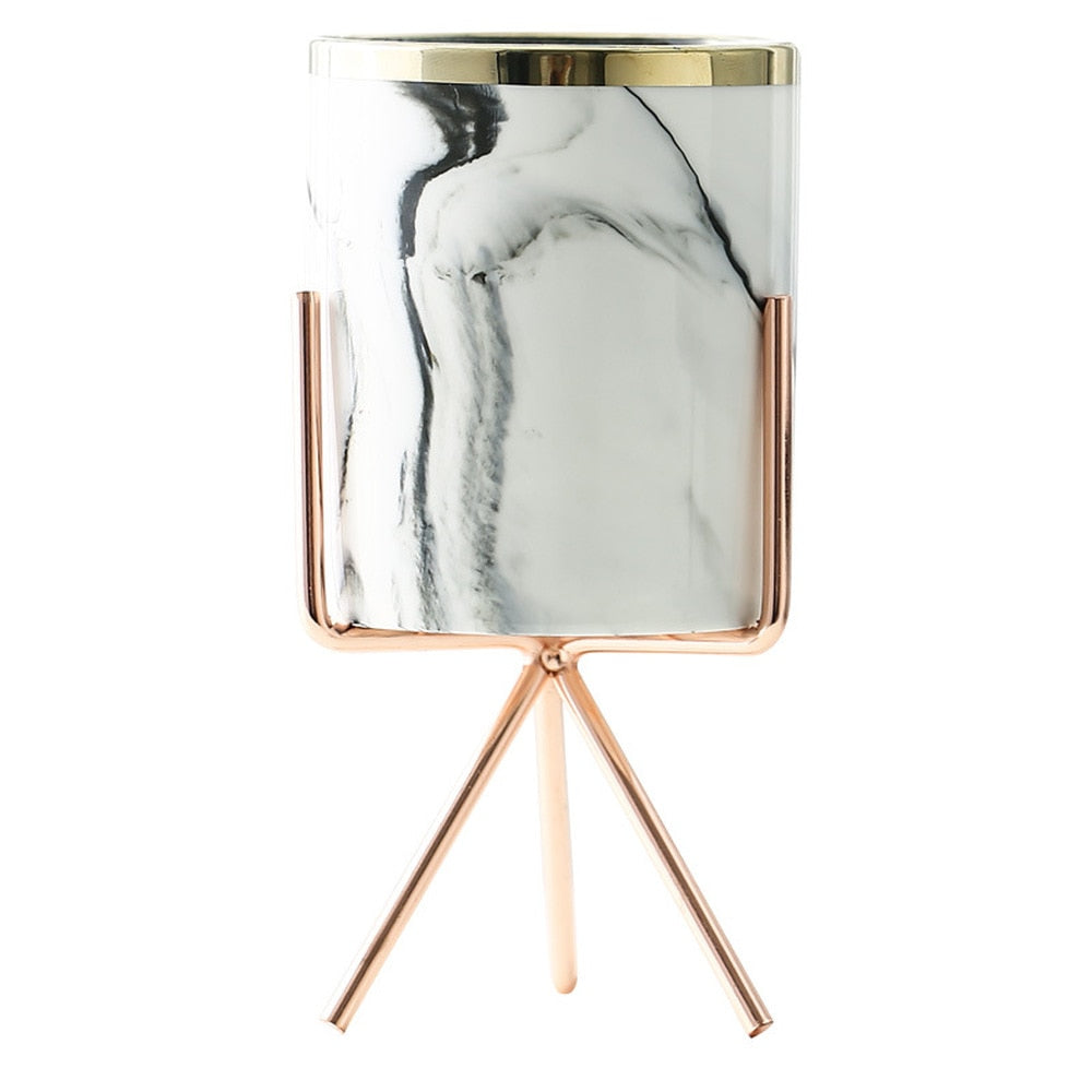 plant pot rose gold Iron Marble Pattern Rose Gold Silver Tabletop Green Plant Pot – DEMO GARDEN STORE
