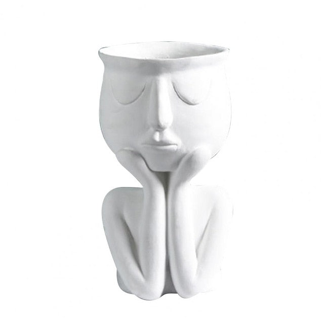 Human Think Face Ceramic Vase