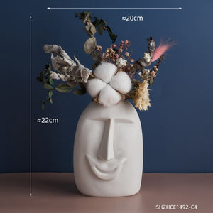 Ceramic Faces Dried Flower vase