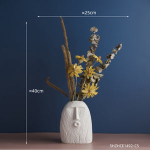 Ceramic Faces Dried Flower vase